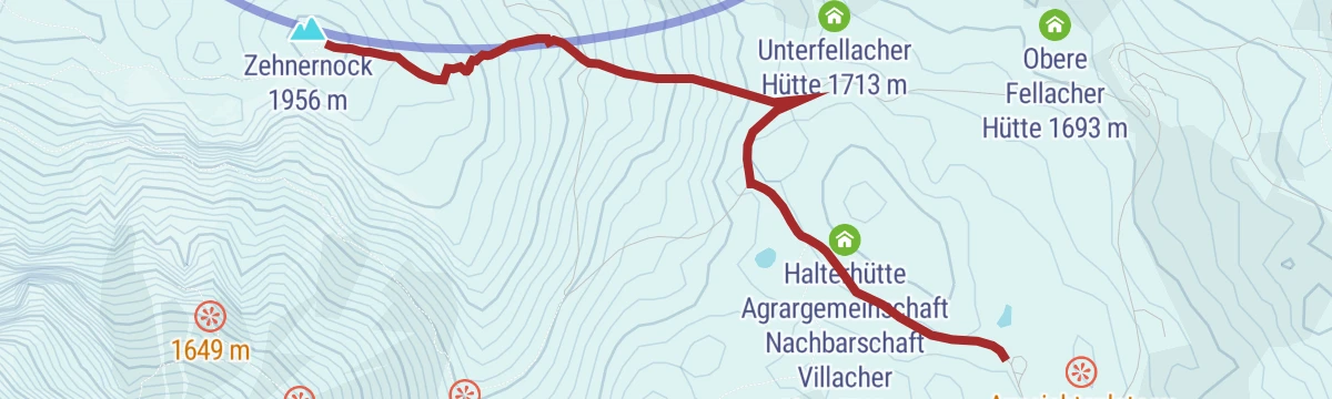 Route map: Dobratsch - Rosstratte bis Zehnernock